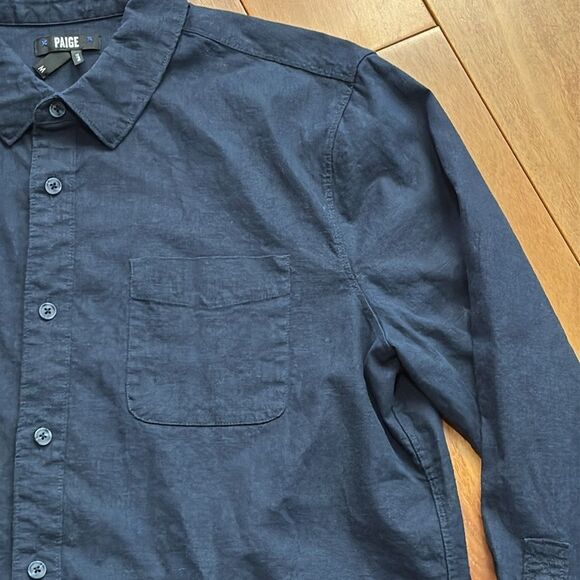 Paige Men’s Deep Anchor Linen Blended Button-Up Shirt size M - Picture 4 of 11